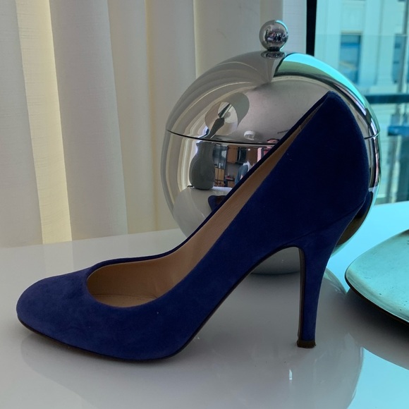 J. Crew Iris Blue Leather Suede Pump Stiletto Heel - Picture 13 of 15